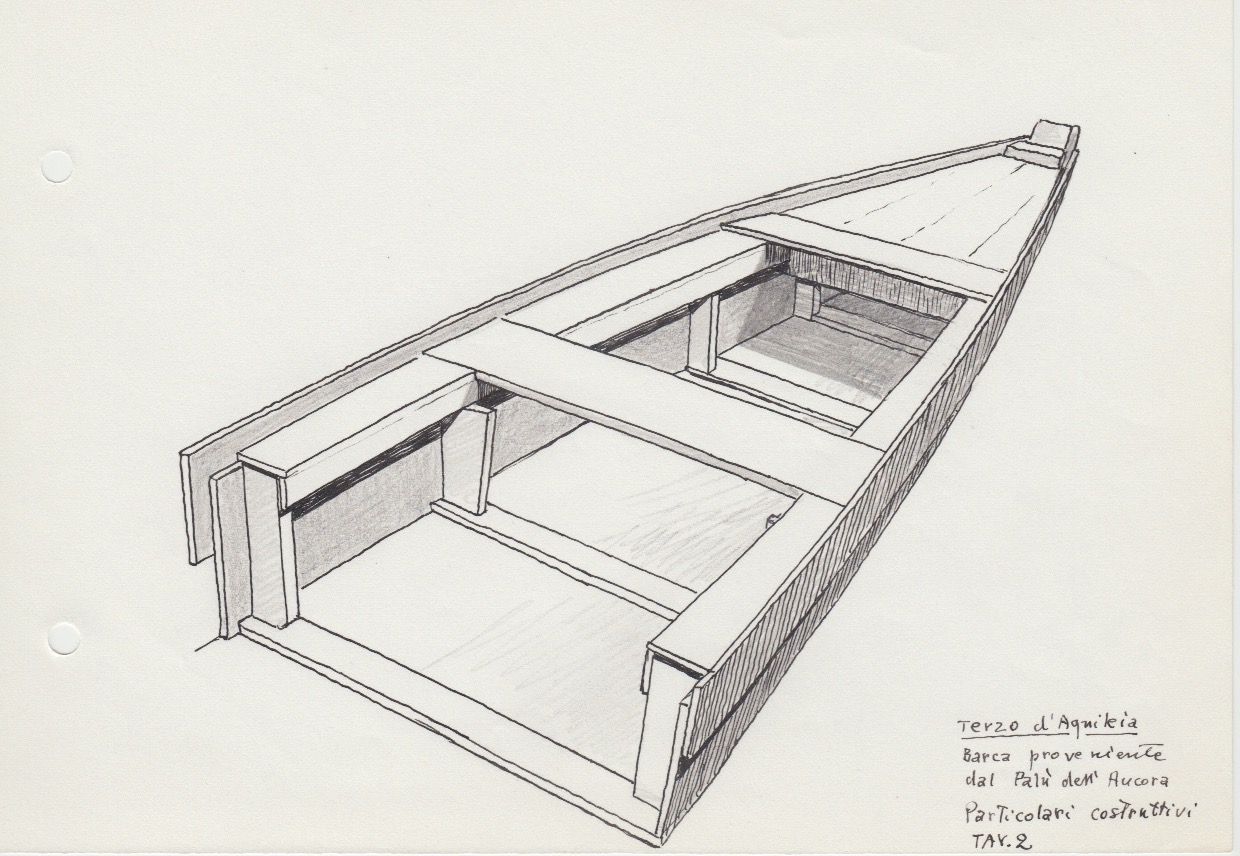 213-Terzo d'Aquileia - barca proveniente dal Palu' dell'Ancora - particolari costruttivi - tav.2